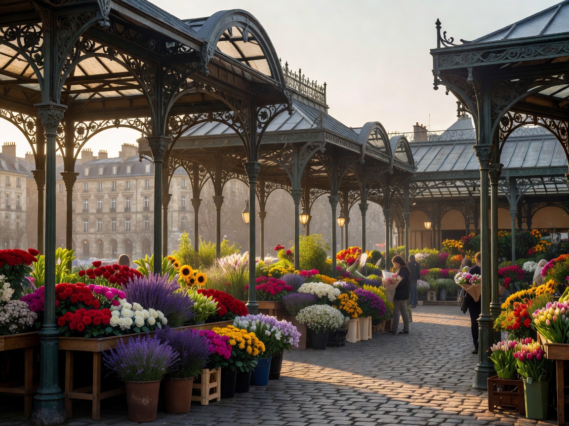Iron pavilions of the flower market on Place Louis-Lepine Paris